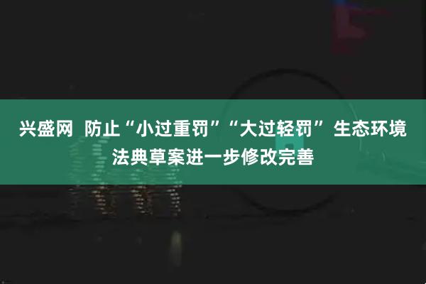 兴盛网  防止“小过重罚”“大过轻罚” 生态环境法典草案进一步修改完善